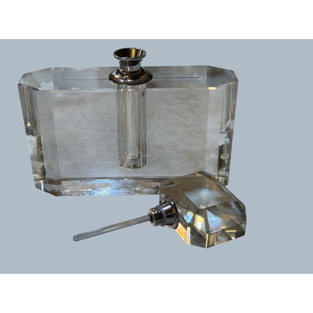 Rectangular Art Deco Hand Cut Crystal Perfume Bottle - Picture 4 of 8